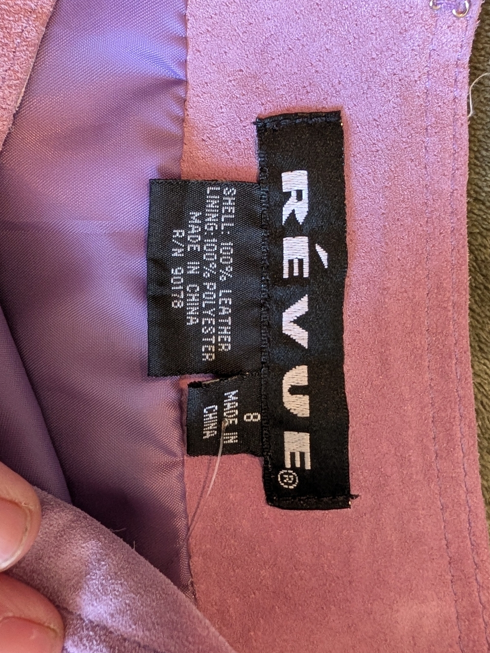 Vintage Suede Pleated Skirt, REVUE Size L Light Mauve - Picture 3 of 3